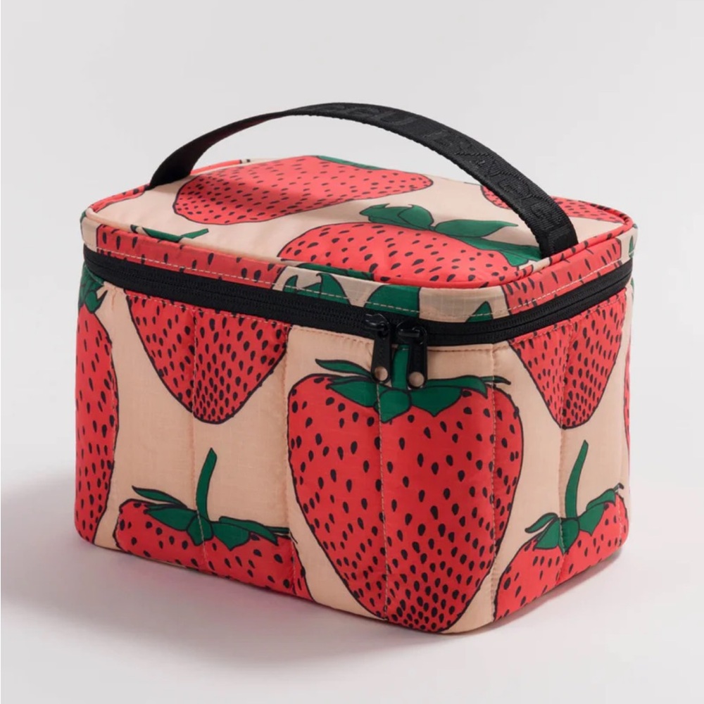 BAGGU Red Strawberry Print Cosmetic Case